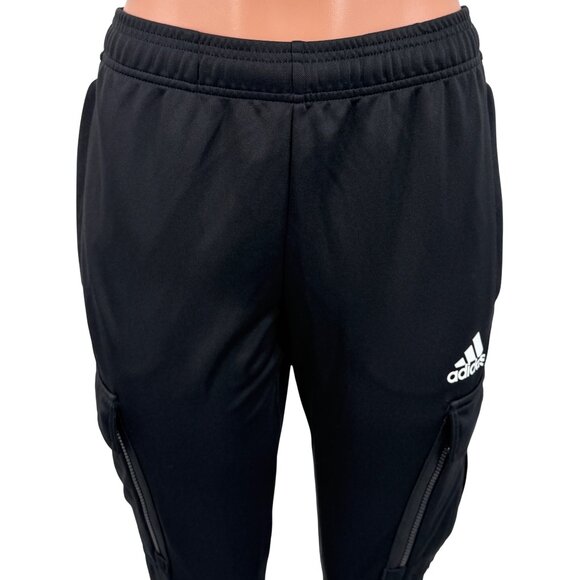 Adidas Black Striped Zip Ankle Cargo Pocket Jogger Pants S| Athleisure Sporty - Picture 11 of 15